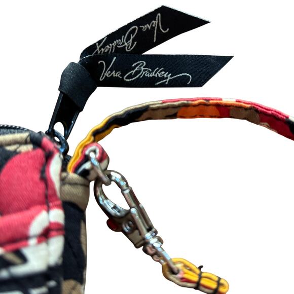 Vera Bradley wristlet wallet quilted cotton gold red black mini zip around style - Picture 2 of 9